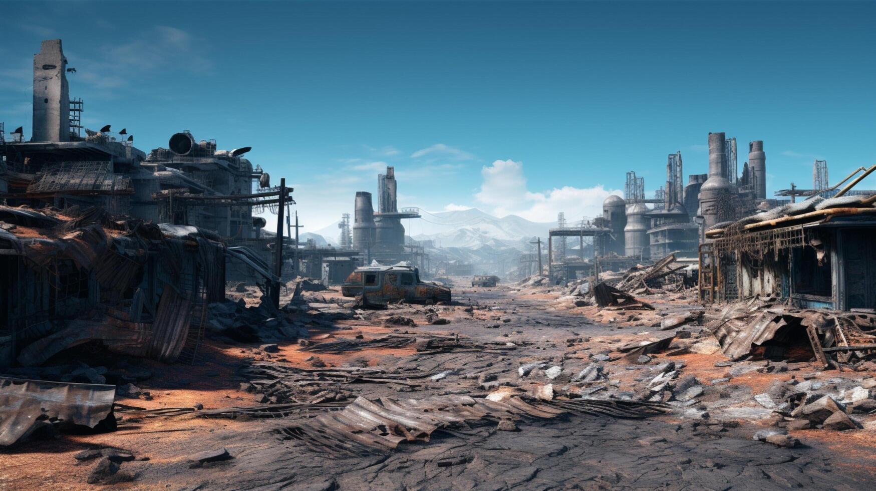 AI generated Post Apocalyptic Wastelands game background photo