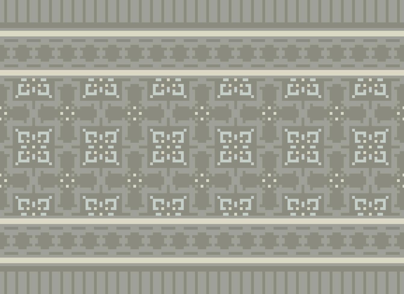 Zmijanjski vez embroidery style vector long horizontal seamless pattern - textile or fabric print ispired by cross-stitch folk art designs from Bosnia and Herzegovina