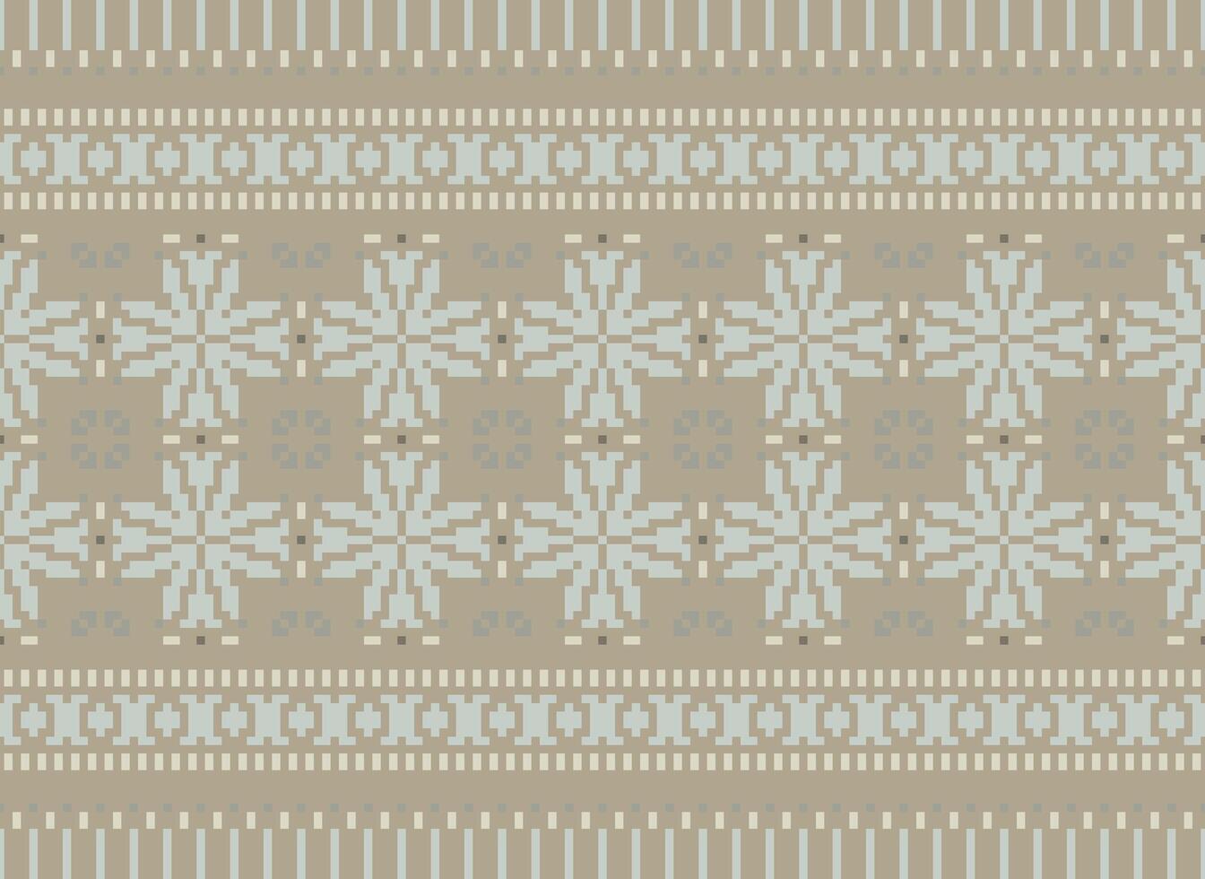 Zmijanjski vez embroidery style vector long horizontal seamless pattern - textile or fabric print ispired by cross-stitch folk art designs from Bosnia and Herzegovina