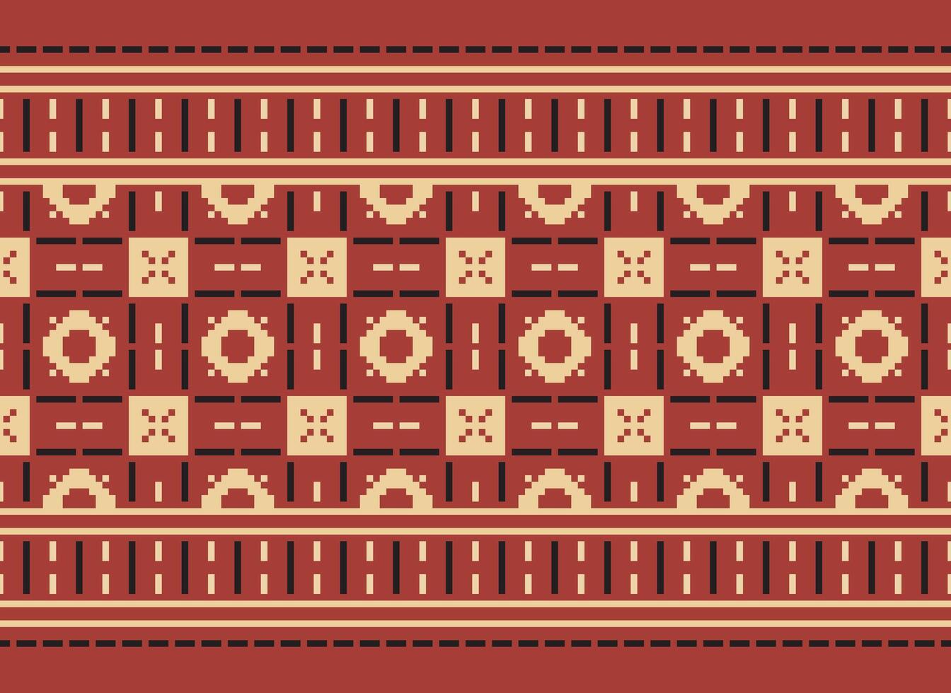 Zmijanjski vez embroidery style vector long horizontal seamless pattern - textile or fabric print ispired by cross-stitch folk art designs from Bosnia and Herzegovina