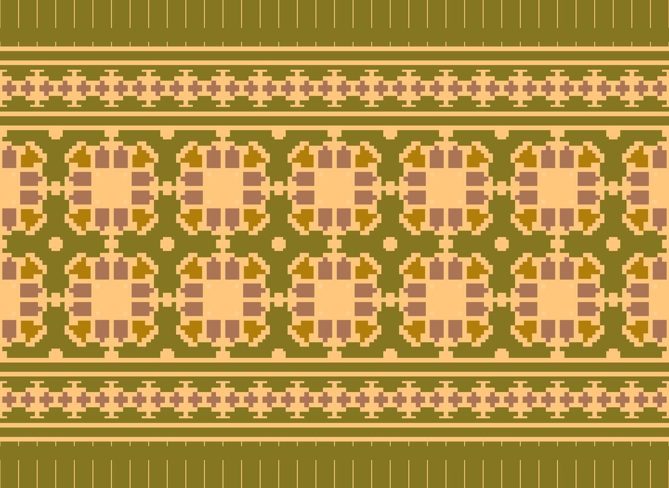 Zmijanjski vez embroidery style vector long horizontal seamless pattern - textile or fabric print ispired by cross-stitch folk art designs from Bosnia and Herzegovina