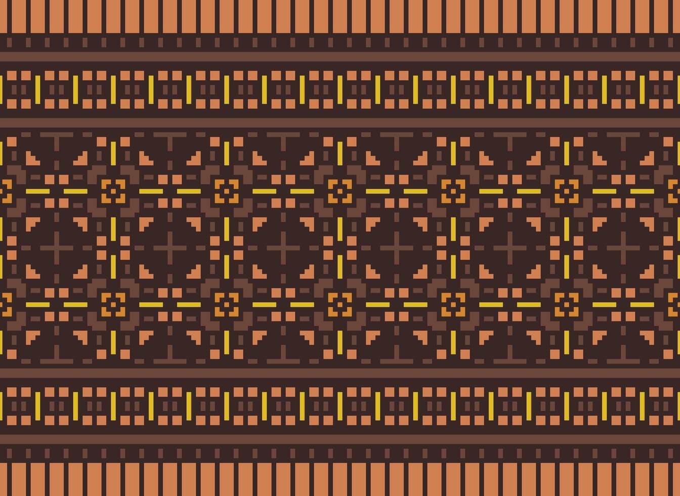 Zmijanjski vez embroidery style vector long horizontal seamless pattern - textile or fabric print ispired by cross-stitch folk art designs from Bosnia and Herzegovina