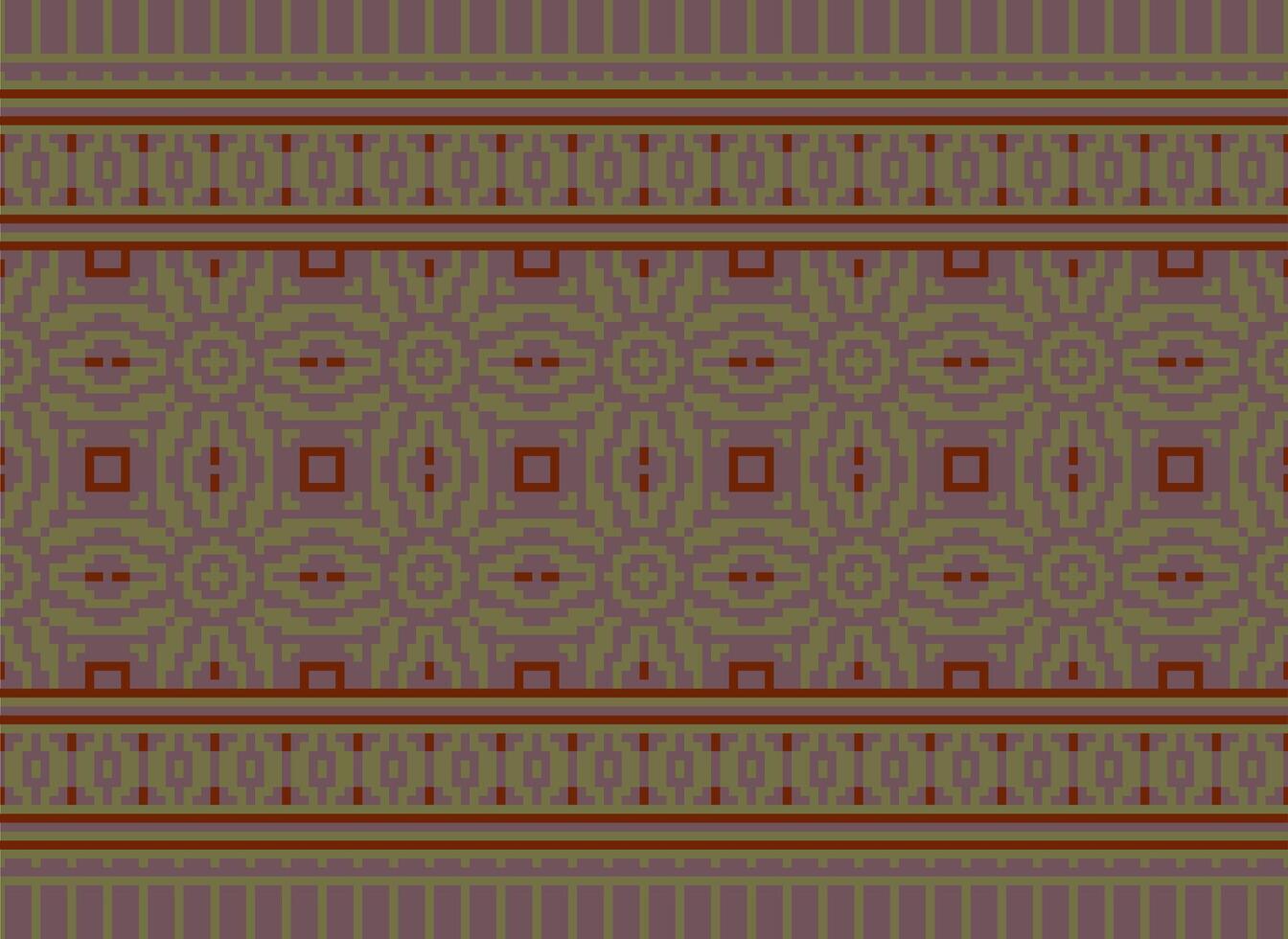 Zmijanjski vez embroidery style vector long horizontal seamless pattern - textile or fabric print ispired by cross-stitch folk art designs from Bosnia and Herzegovina