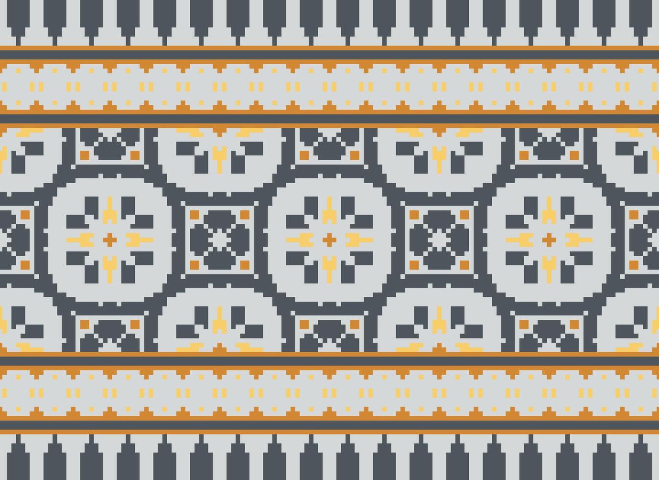 Cross Stitch. Pixel. Geometric ethnic oriental seamless pattern traditional background. Aztec-style abstract vector illustration. Design for textile, curtain, carpet, wallpaper, clothing, wrapping