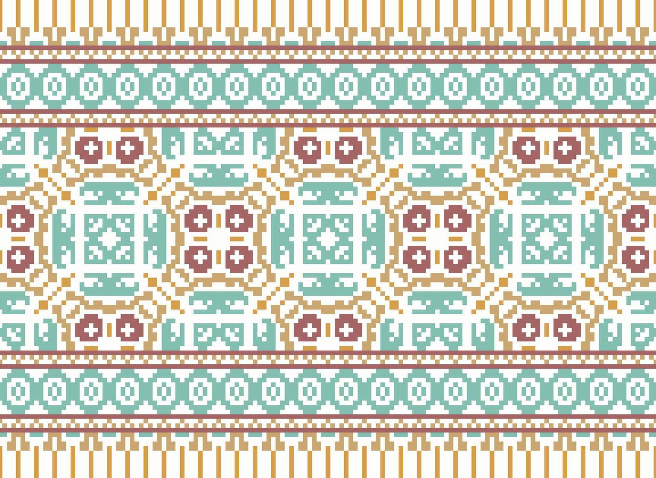 cruzar puntada. píxel geométrico étnico oriental sin costura modelo tradicional antecedentes. estilo azteca resumen vector ilustración. diseño para textil, cortina, alfombra, fondo de pantalla, ropa, envase