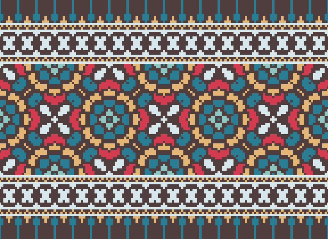 cruzar puntada. píxel geométrico étnico oriental sin costura modelo tradicional antecedentes. estilo azteca resumen vector ilustración. diseño para textil, cortina, alfombra, fondo de pantalla, ropa, envase