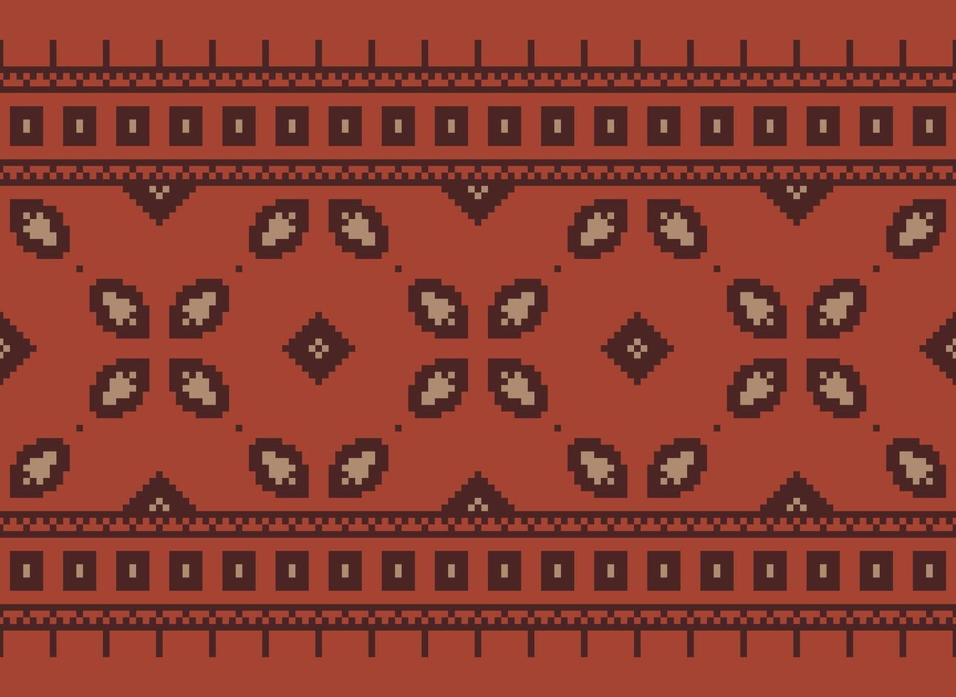 Cross Stitch. Pixel. Geometric ethnic oriental seamless pattern traditional background. Aztec-style abstract vector illustration. Design for textile, curtain, carpet, wallpaper, clothing, wrapping