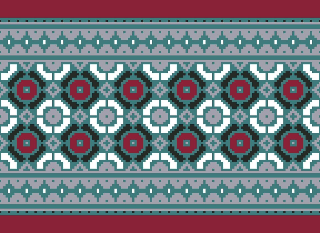 Cross Stitch. Pixel. Geometric ethnic oriental seamless pattern traditional background. Aztec-style abstract vector illustration. Design for textile, curtain, carpet, wallpaper, clothing, wrapping