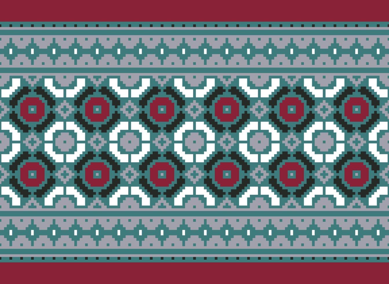 Cross Stitch. Pixel. Geometric ethnic oriental seamless pattern traditional background. Aztec-style abstract vector illustration. Design for textile, curtain, carpet, wallpaper, clothing, wrapping