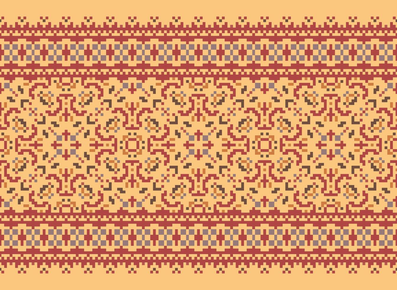 Cross Stitch. Pixel. Geometric ethnic oriental seamless pattern traditional background. Aztec-style abstract vector illustration. Design for textile, curtain, carpet, wallpaper, clothing, wrapping