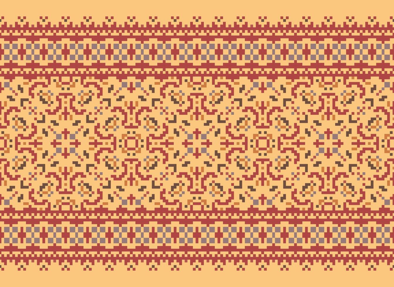 Cross Stitch. Pixel. Geometric ethnic oriental seamless pattern traditional background. Aztec-style abstract vector illustration. Design for textile, curtain, carpet, wallpaper, clothing, wrapping