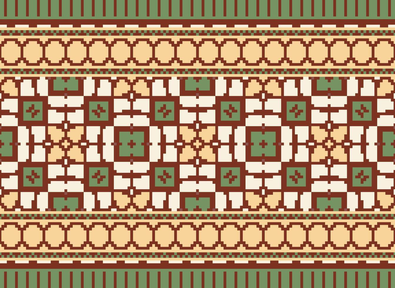Cross Stitch. Pixel Pattern. Ethnic Patterns. Abstract art. Design for carpet, wallpaper, clothing, textile, pillow, curtain, bedsheet, table runners. Mehndi. Rushnyk. Earth tone. Vintage. Vector. vector