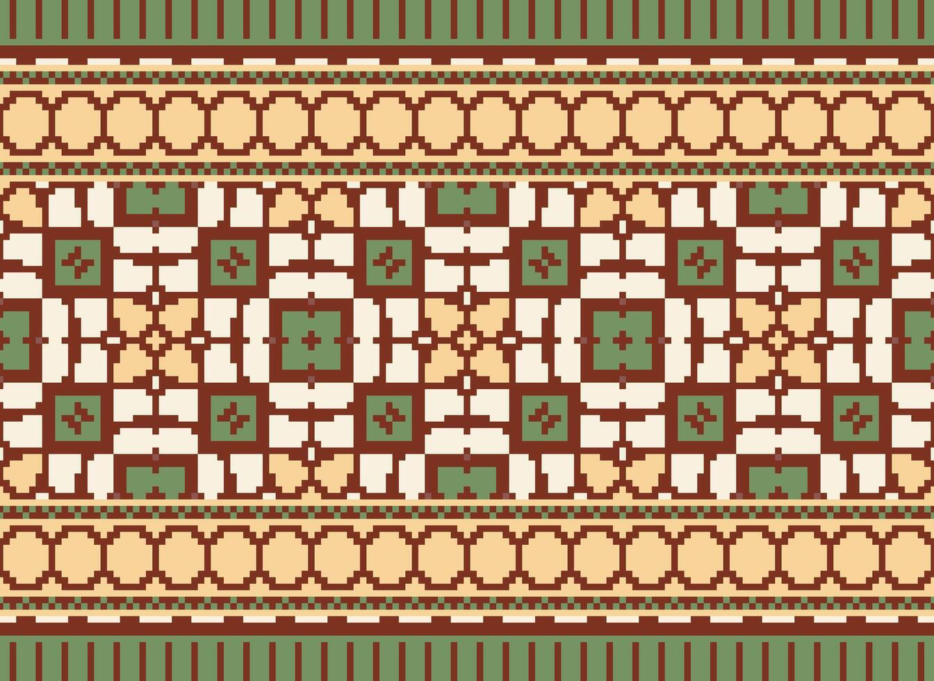 Cross Stitch. Pixel Pattern. Ethnic Patterns. Abstract art. Design for carpet, wallpaper, clothing, textile, pillow, curtain, bedsheet, table runners. Mehndi. Rushnyk. Earth tone. Vintage. Vector. vector