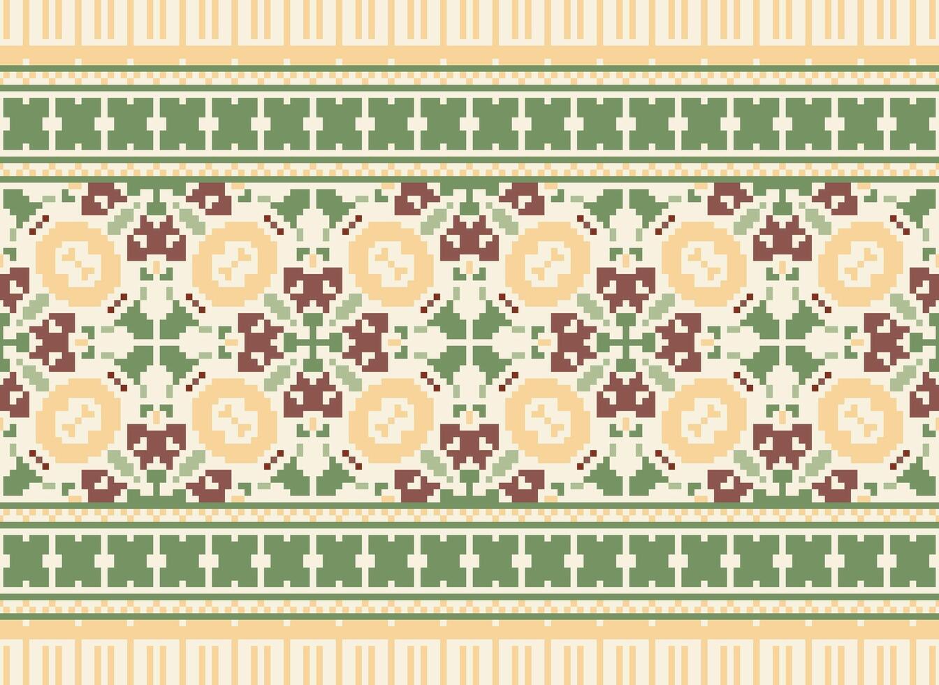 Cross Stitch. Pixel Pattern. Ethnic Patterns. Abstract art. Design for carpet, wallpaper, clothing, textile, pillow, curtain, bedsheet, table runners. Mehndi. Rushnyk. Earth tone. Vintage. Vector. vector