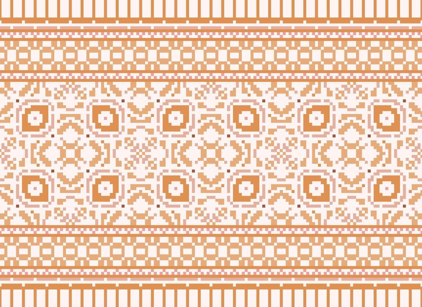 Cross Stitch. Pixel Pattern. Ethnic Patterns. Abstract art. Design for carpet, wallpaper, clothing, textile, pillow, curtain, bedsheet, table runners. Mehndi. Rushnyk. Earth tone. Vintage. Vector. vector
