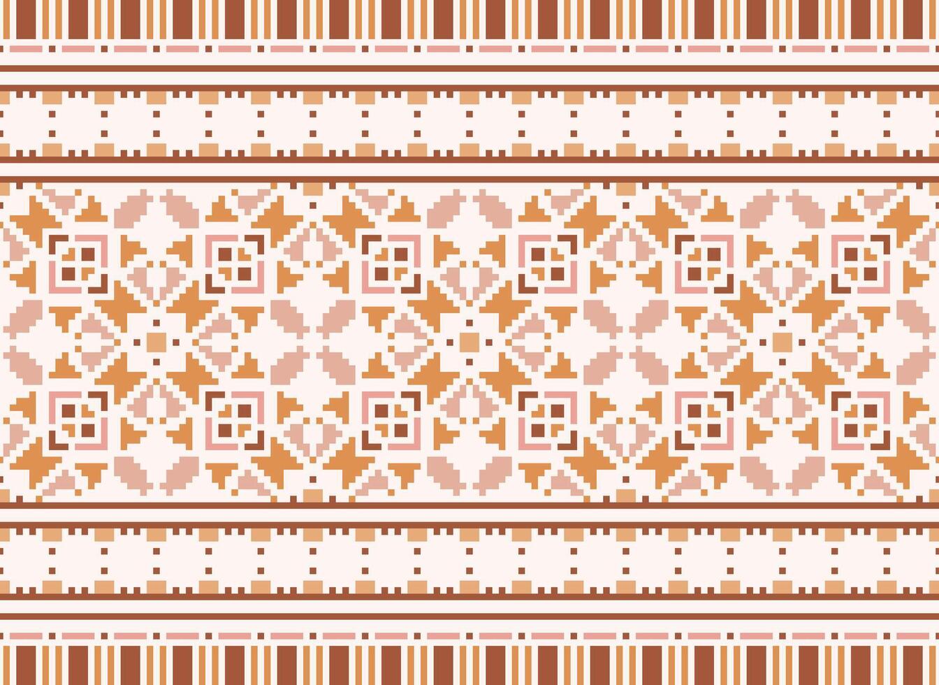 Cross Stitch. Pixel Pattern. Ethnic Patterns. Abstract art. Design for carpet, wallpaper, clothing, textile, pillow, curtain, bedsheet, table runners. Mehndi. Rushnyk. Earth tone. Vintage. Vector. vector