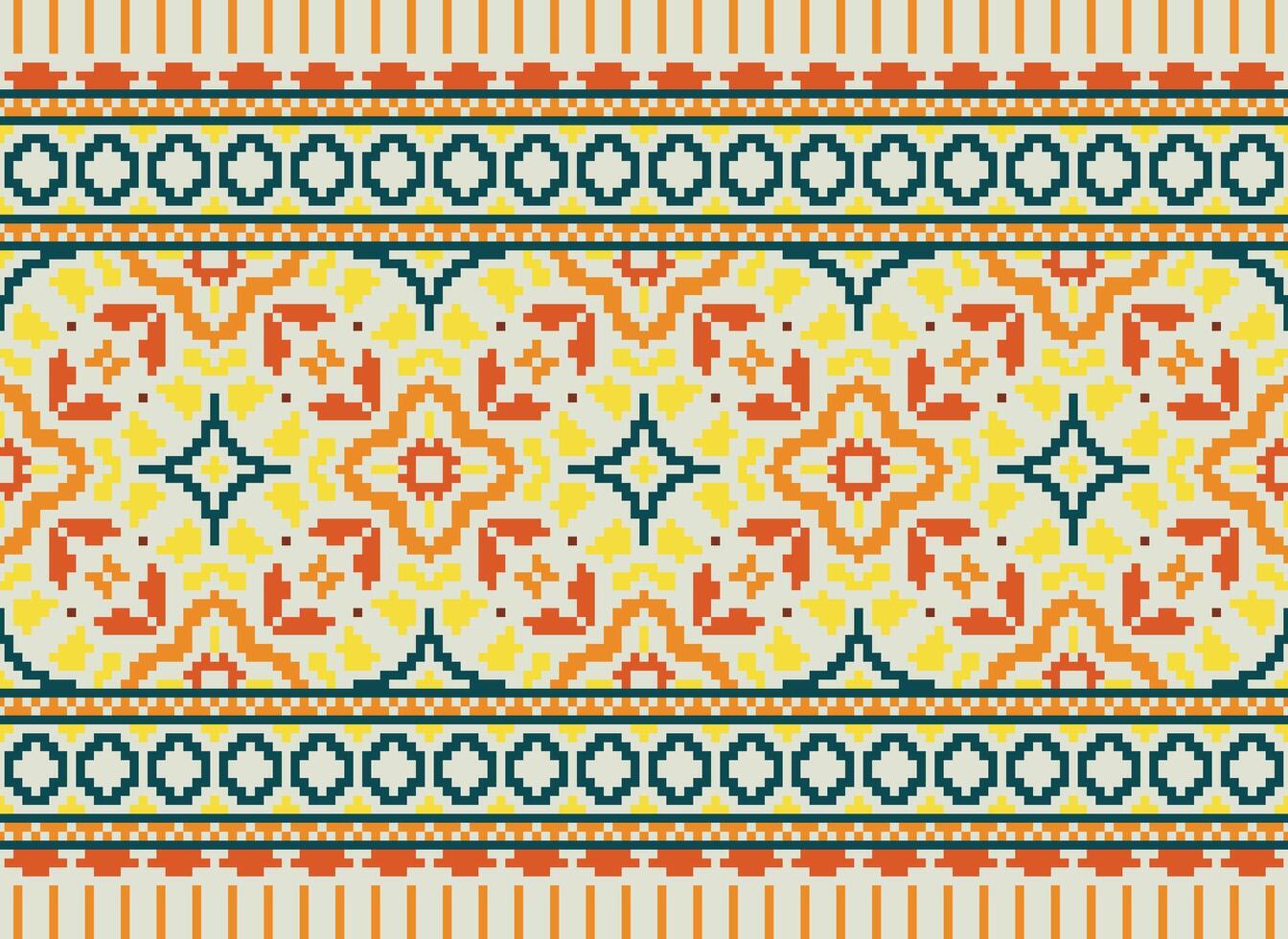 cruzar puntada. píxel modelo. étnico patrones. resumen Arte. diseño para alfombra, fondo de pantalla, ropa, textil, almohada, cortina, sábana, mesa corredores mehndi. rushnyk. tierra tono. antiguo. vector. vector