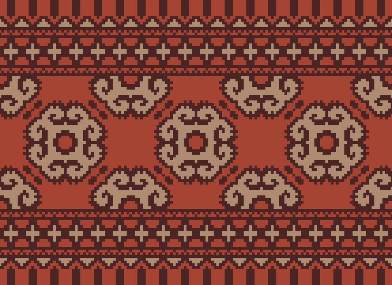 Floral cross stitch embroidery.geometric ethnic oriental seamless pattern traditional background.Aztec style abstract vector illustration.design for texture,fabric,clothing,wrapping,decoration,print.