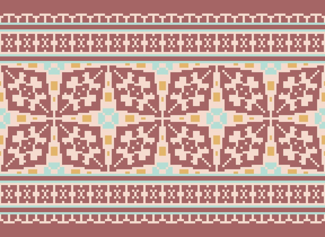 Floral cross stitch embroidery.geometric ethnic oriental seamless pattern traditional background.Aztec style abstract vector illustration.design for texture,fabric,clothing,wrapping,decoration,print.