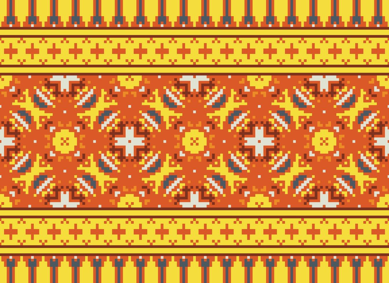 Cross Stitch. Pixel Pattern. Ethnic Patterns. Abstract art. Design for carpet, wallpaper, clothing, textile, pillow, curtain, bedsheet, table runners. Mehndi. Rushnyk. Earth tone. Vintage. Vector. vector
