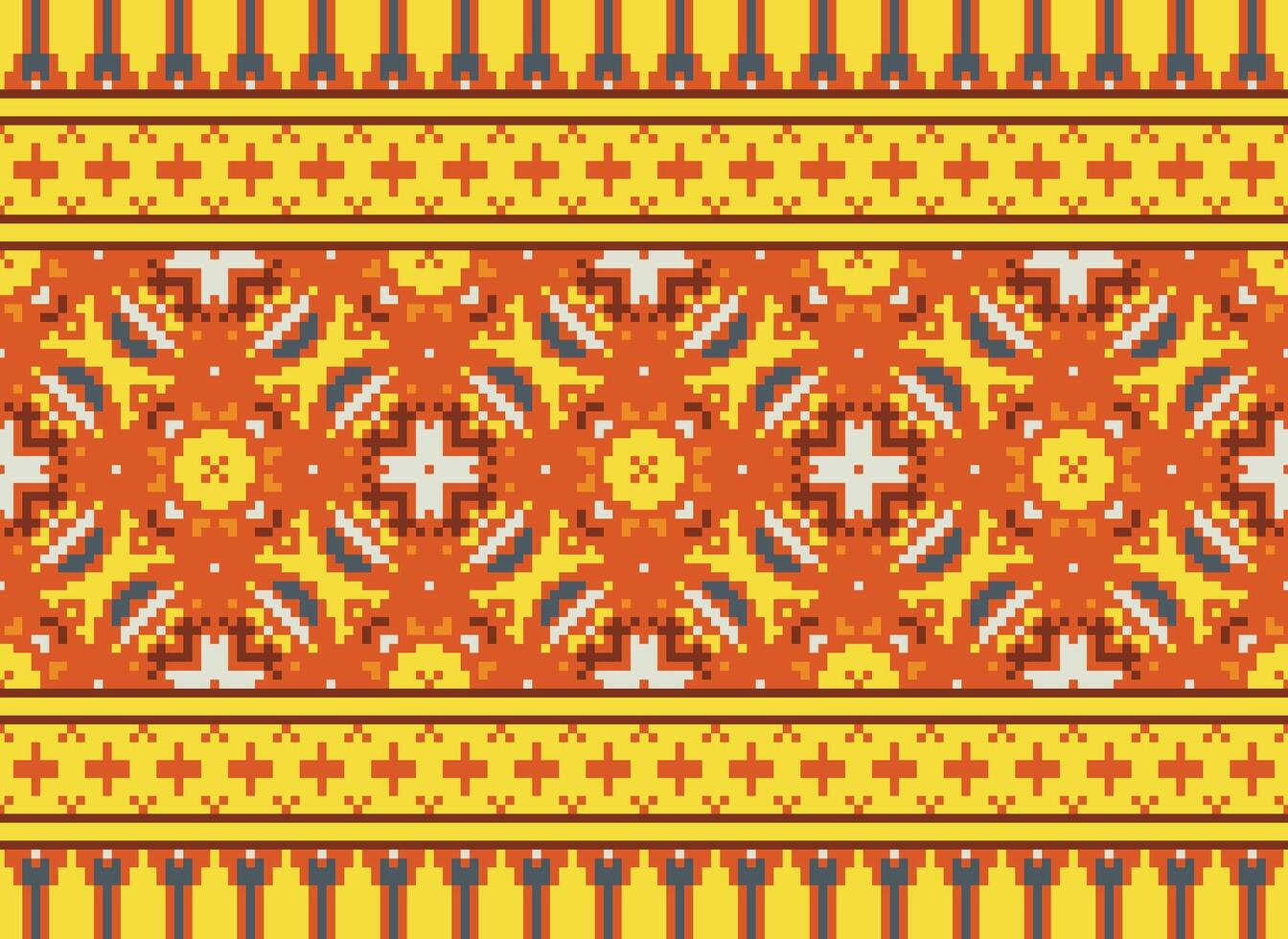 Cross Stitch. Pixel Pattern. Ethnic Patterns. Abstract art. Design for carpet, wallpaper, clothing, textile, pillow, curtain, bedsheet, table runners. Mehndi. Rushnyk. Earth tone. Vintage. Vector. vector