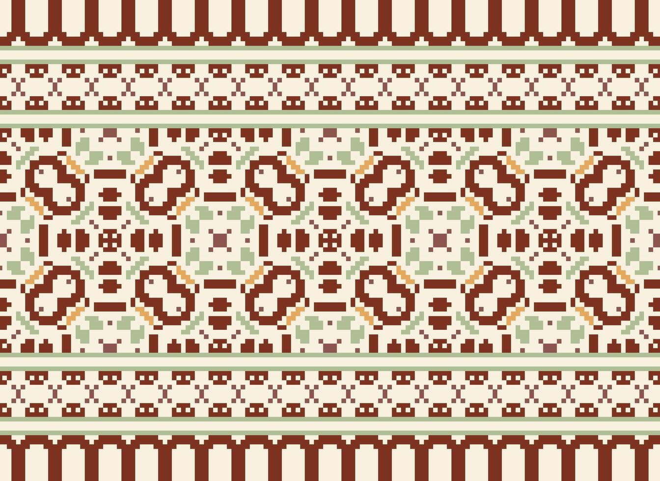 Floral cross stitch embroidery.geometric ethnic oriental seamless pattern traditional background.Aztec style abstract vector illustration.design for texture,fabric,clothing,wrapping,decoration,print.