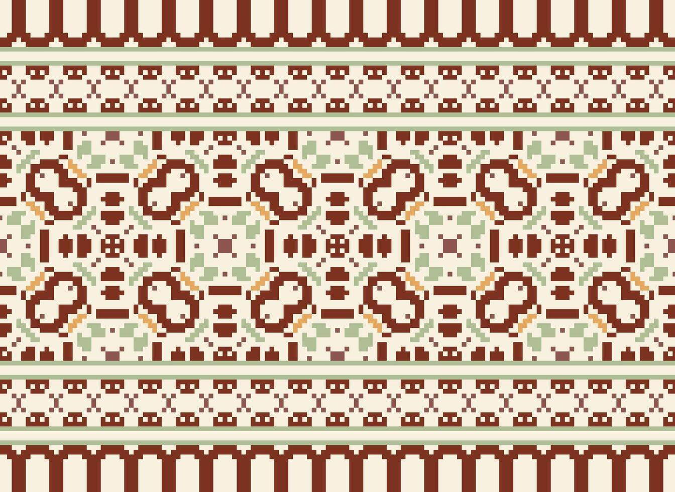 Floral cross stitch embroidery.geometric ethnic oriental seamless pattern traditional background.Aztec style abstract vector illustration.design for texture,fabric,clothing,wrapping,decoration,print.