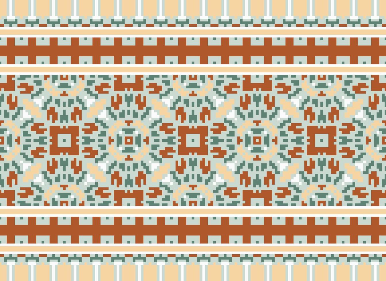 Floral cross stitch embroidery.geometric ethnic oriental seamless pattern traditional background.Aztec style abstract vector illustration.design for texture,fabric,clothing,wrapping,decoration,print.