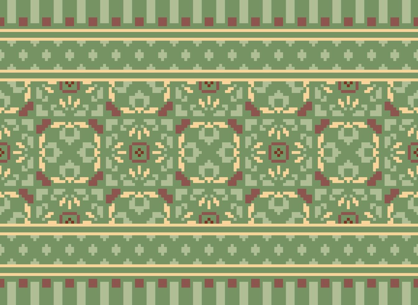 Floral cross stitch embroidery.geometric ethnic oriental seamless pattern traditional background.Aztec style abstract vector illustration.design for texture,fabric,clothing,wrapping,decoration,print.