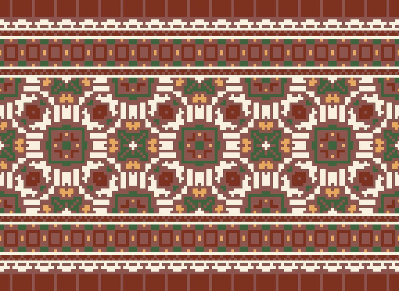 Floral cross stitch embroidery.geometric ethnic oriental seamless pattern traditional background.Aztec style abstract vector illustration.design for texture,fabric,clothing,wrapping,decoration,print.