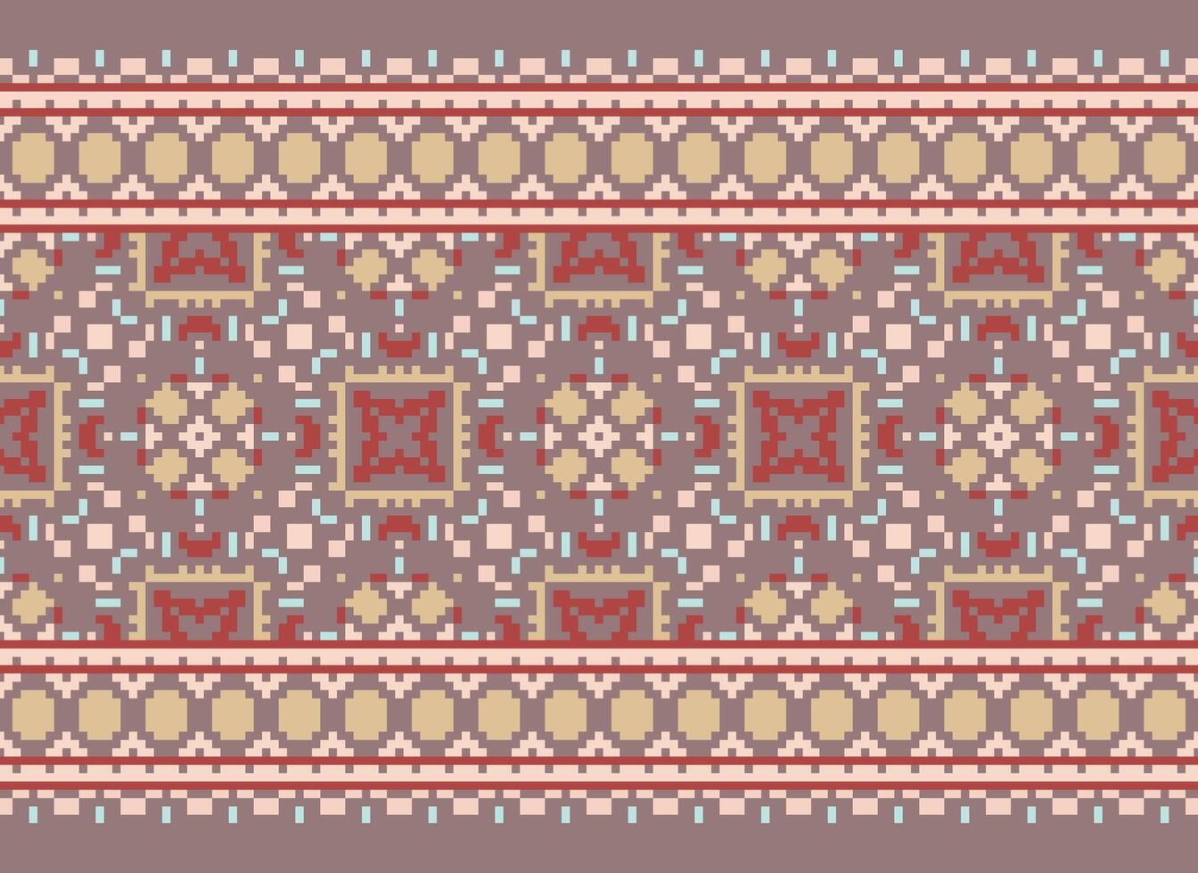 Floral cross stitch embroidery.geometric ethnic oriental seamless pattern traditional background.Aztec style abstract vector illustration.design for texture,fabric,clothing,wrapping,decoration,print.