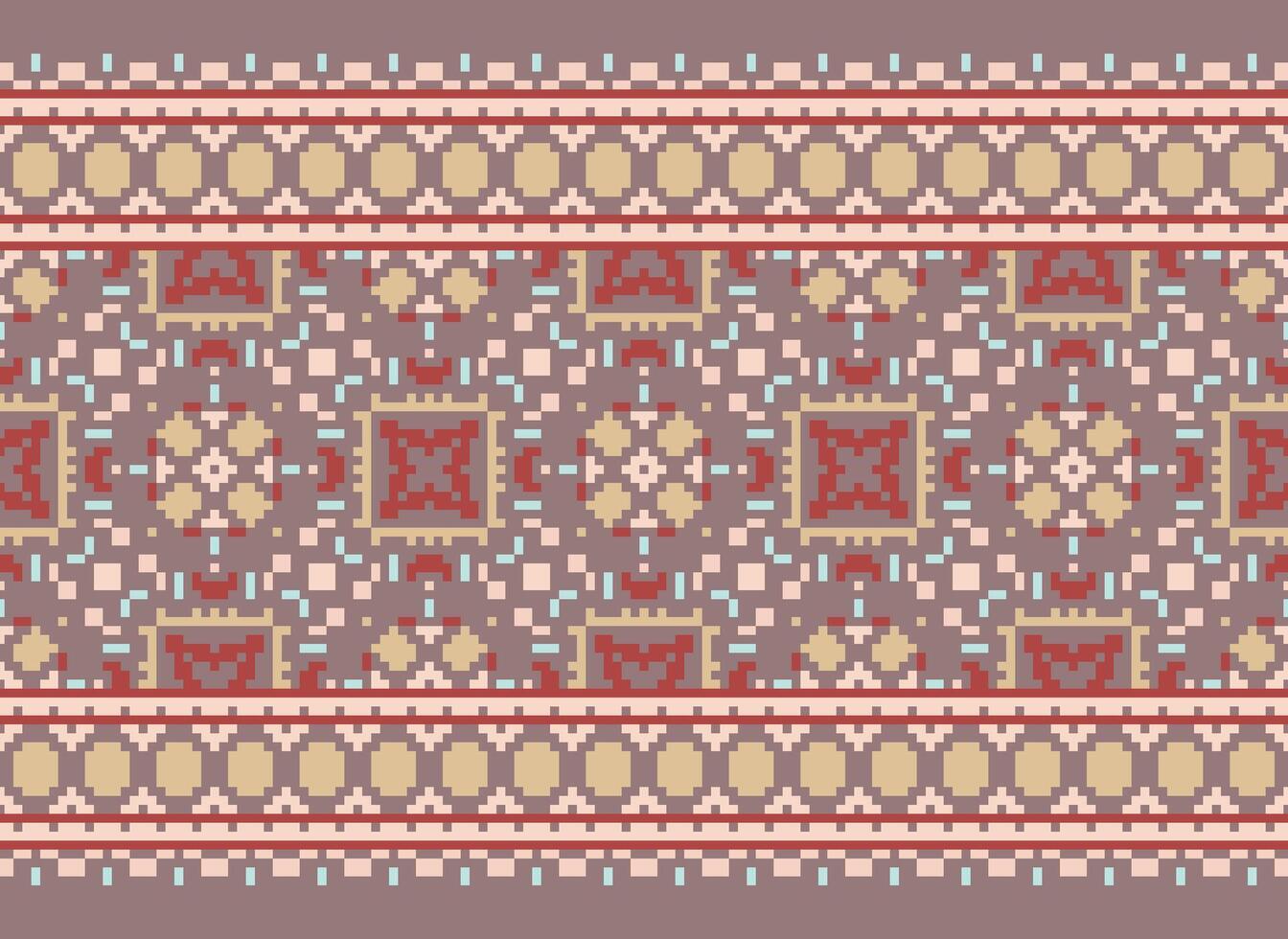 Floral cross stitch embroidery.geometric ethnic oriental seamless pattern traditional background.Aztec style abstract vector illustration.design for texture,fabric,clothing,wrapping,decoration,print.