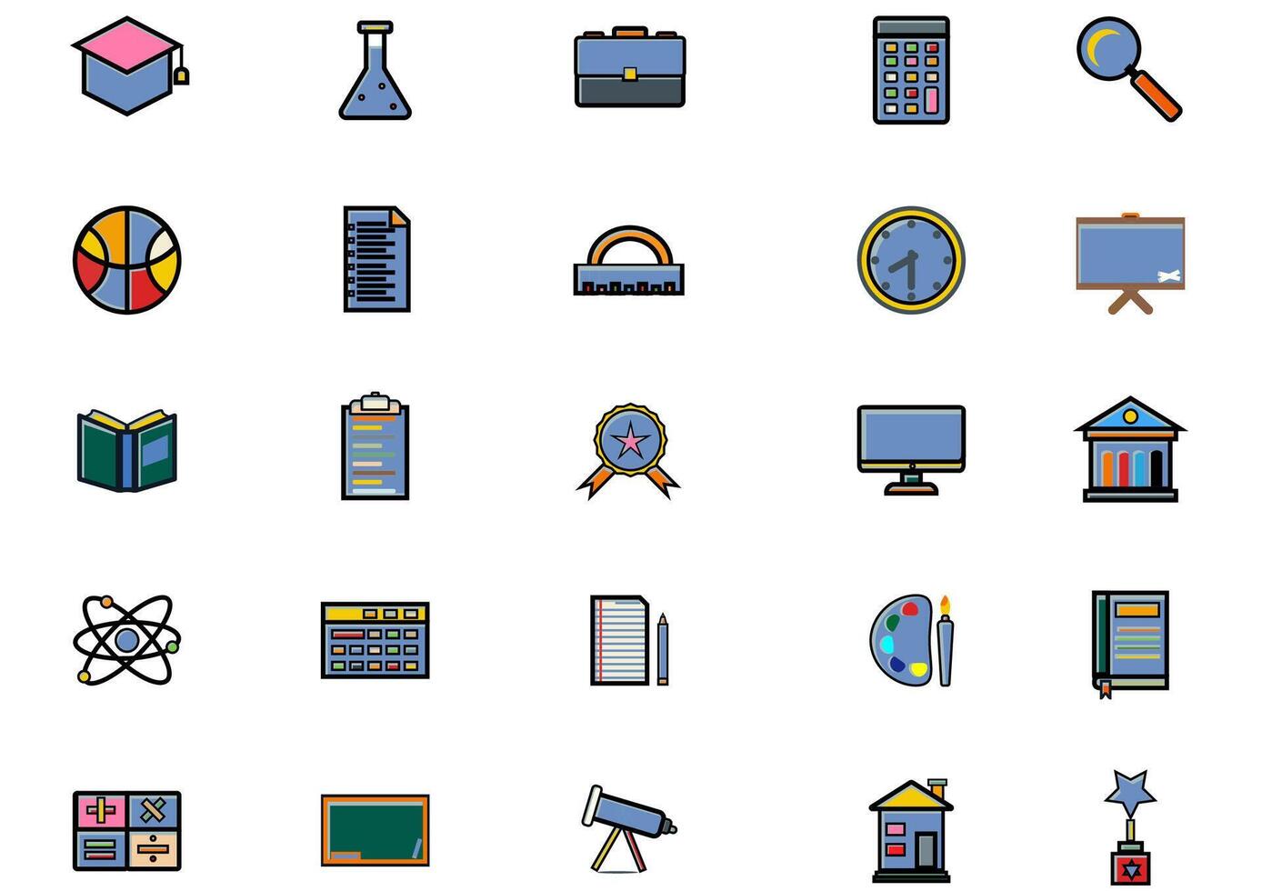 Education icons set.Modern study and Academy online,science icons, college, Vector learning and Back to school concept.