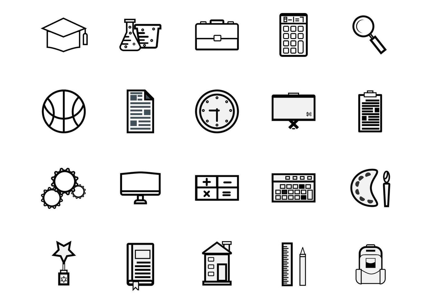 Education icons set.Modern study and Academy online,science icons, college, Vector learning and Back to school concept.