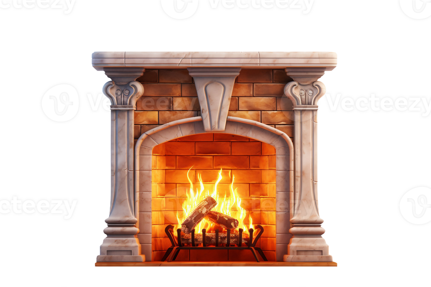 AI generated Modern Fireplace On Transparent Background png