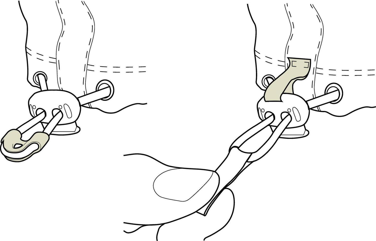 Hand Adjusting Elastic Tension with Plastic Cord Lock Instructional Illustrartion vector