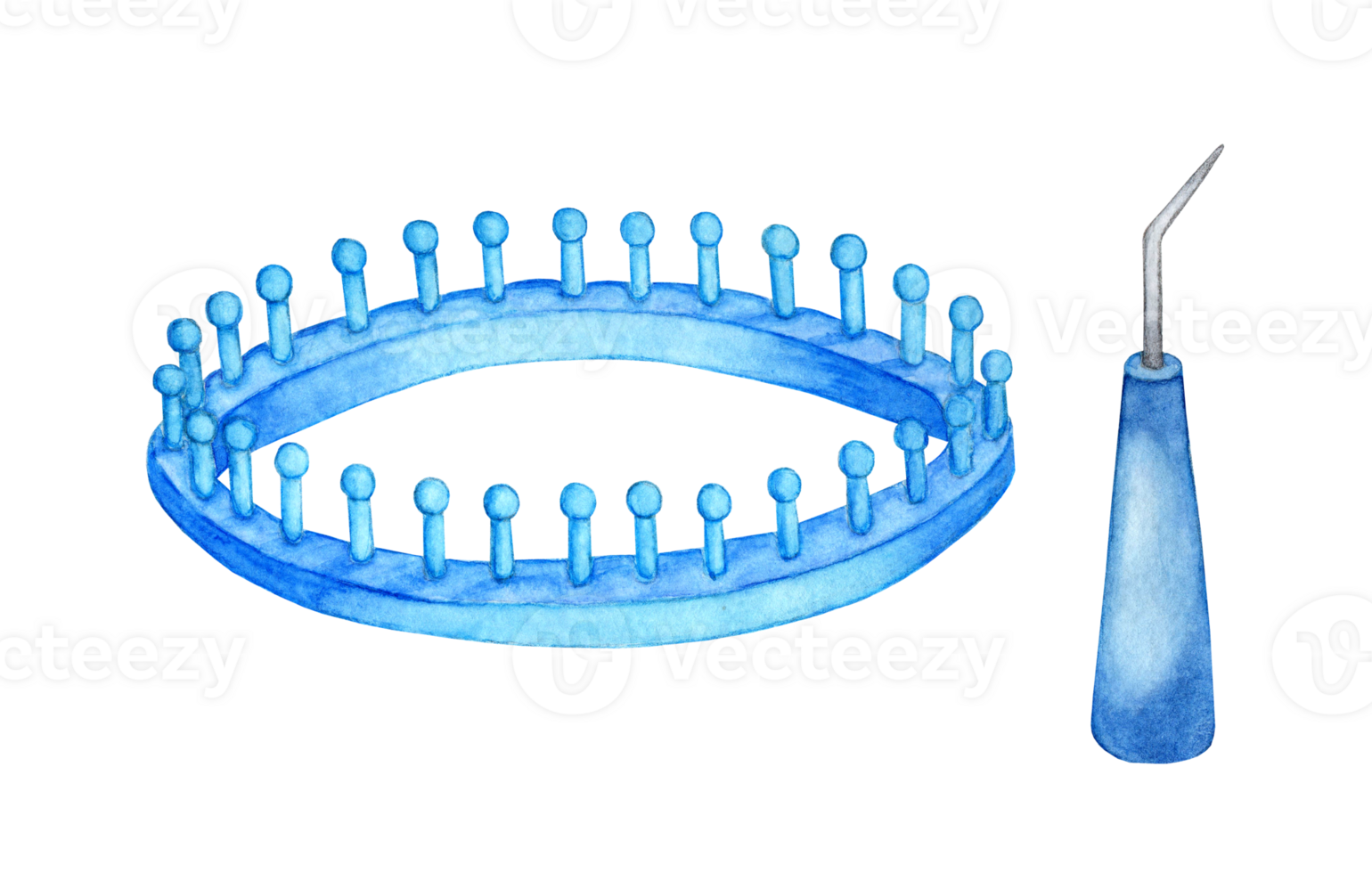 waterverf illustratie van een apparaat voor breiwerk luma. gereedschap voor breiwerk kleren door hand. cirkel voor breiwerk sokken. creativiteit, handgemaakt, handwerk. geïsoleerd. getrokken door hand. png