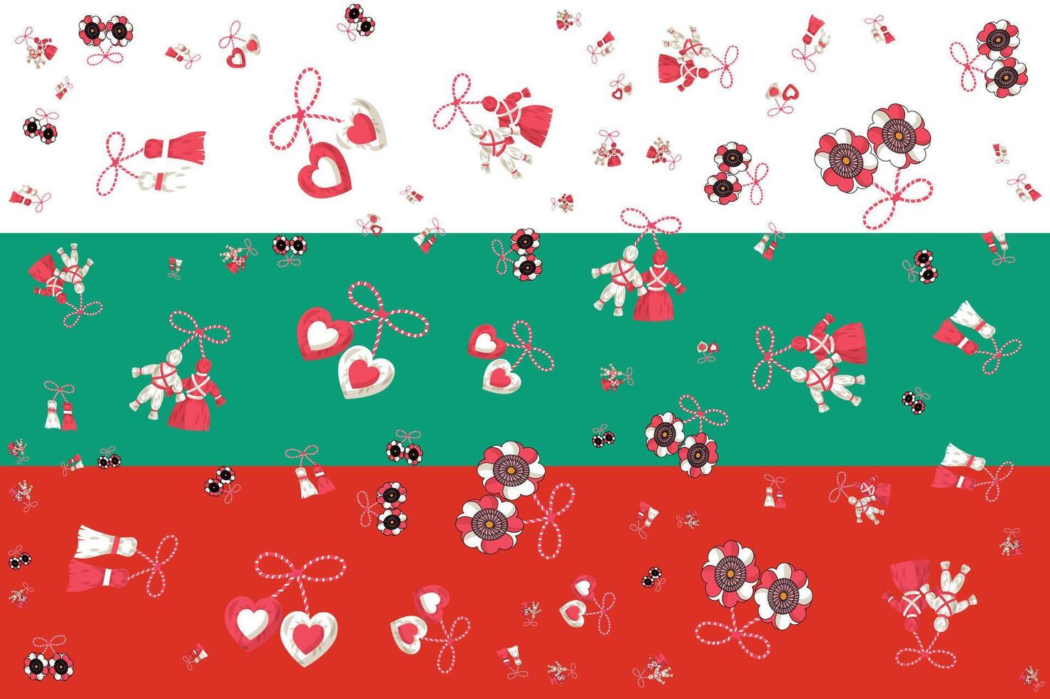 Printpatron of the baba marta festival on the flag of bulgaria vector