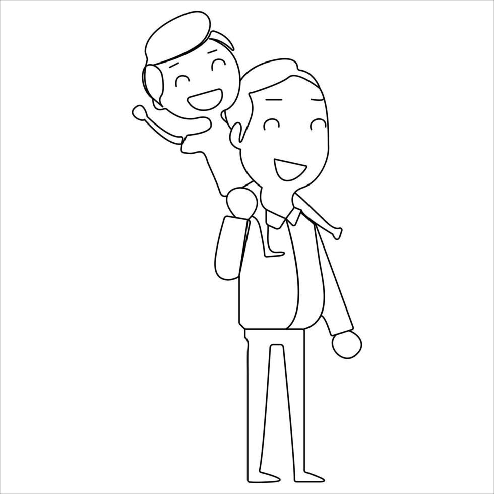 Continuous single line art drawing of son and his father concept father's day outline  vector illustration