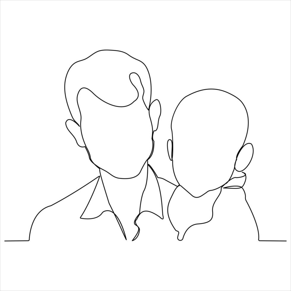 Continuous single line art drawing of son and his father concept father's day outline  vector illustration