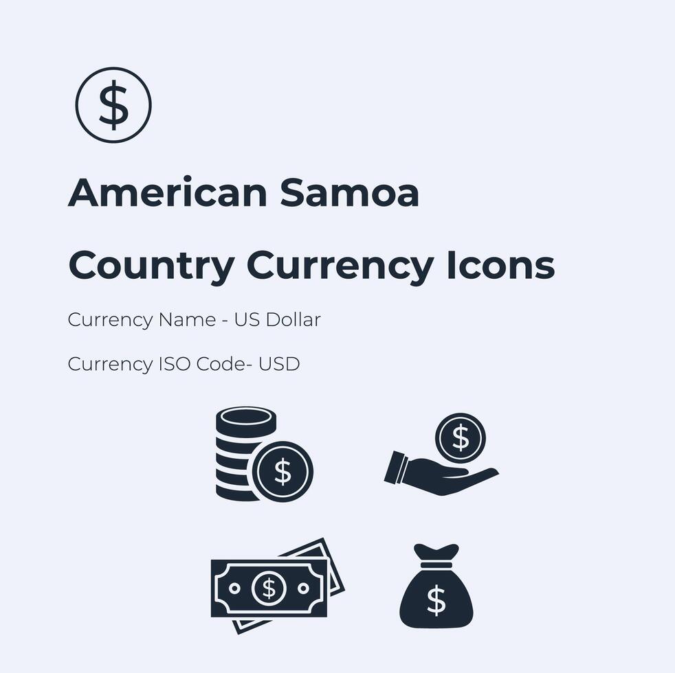 American Samoa Currency Set Vector