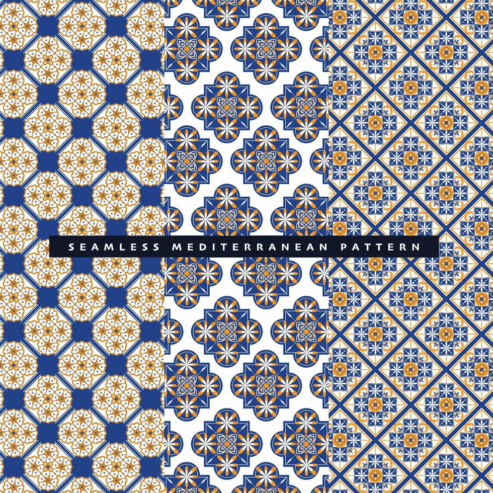 vintage seamless mediterranean tile pattern decorative background vector