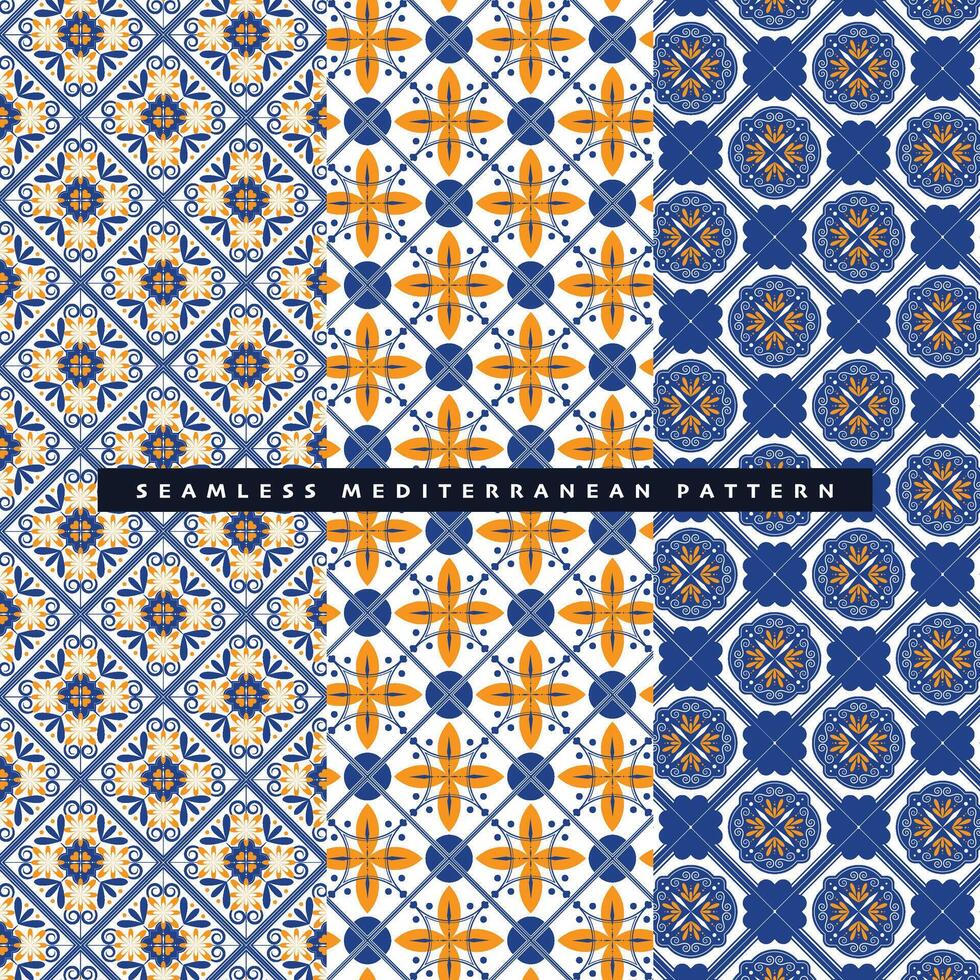 vintage seamless mediterranean tile pattern decorative background vector