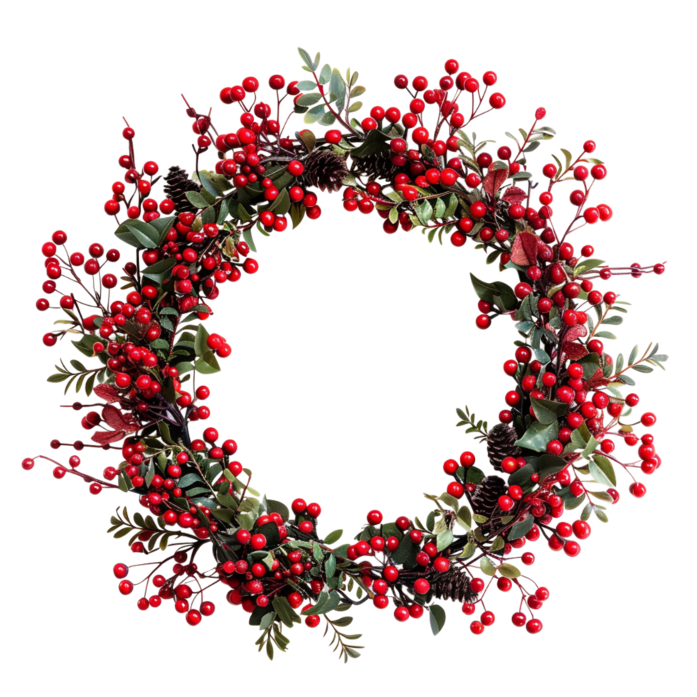 AI generated Generative AI Festive Floral Splendor,Christmas Wreath  on transparent background png