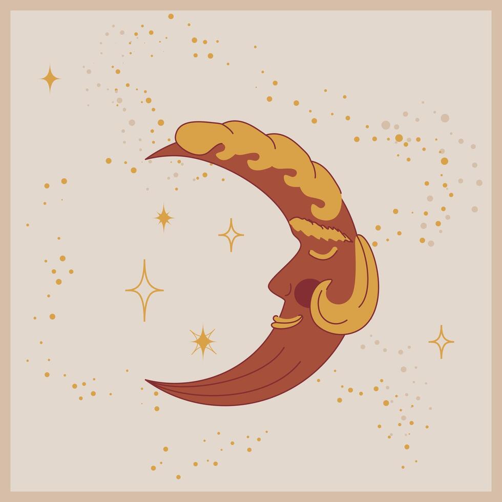 of a fairy-tale crescent with a face vector