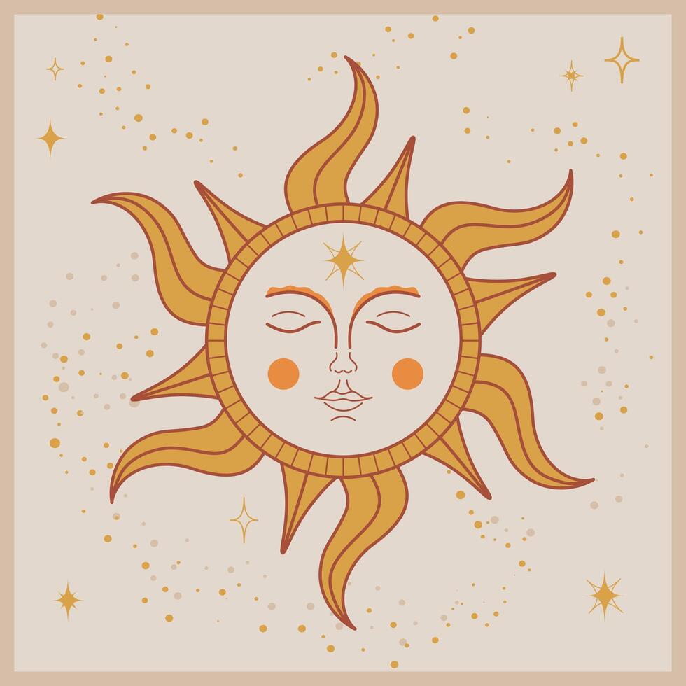 The ancient symbol of the sun with face vector