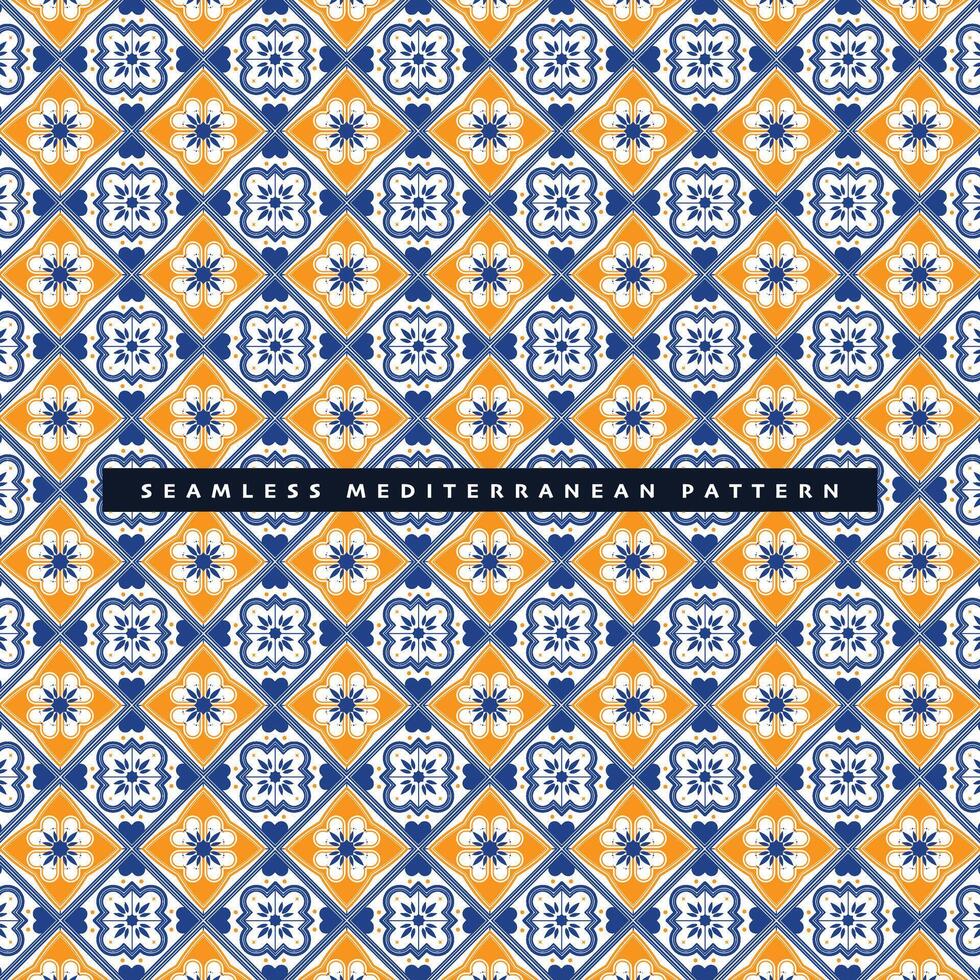 vintage seamless mediterranean tile pattern decorative background vector