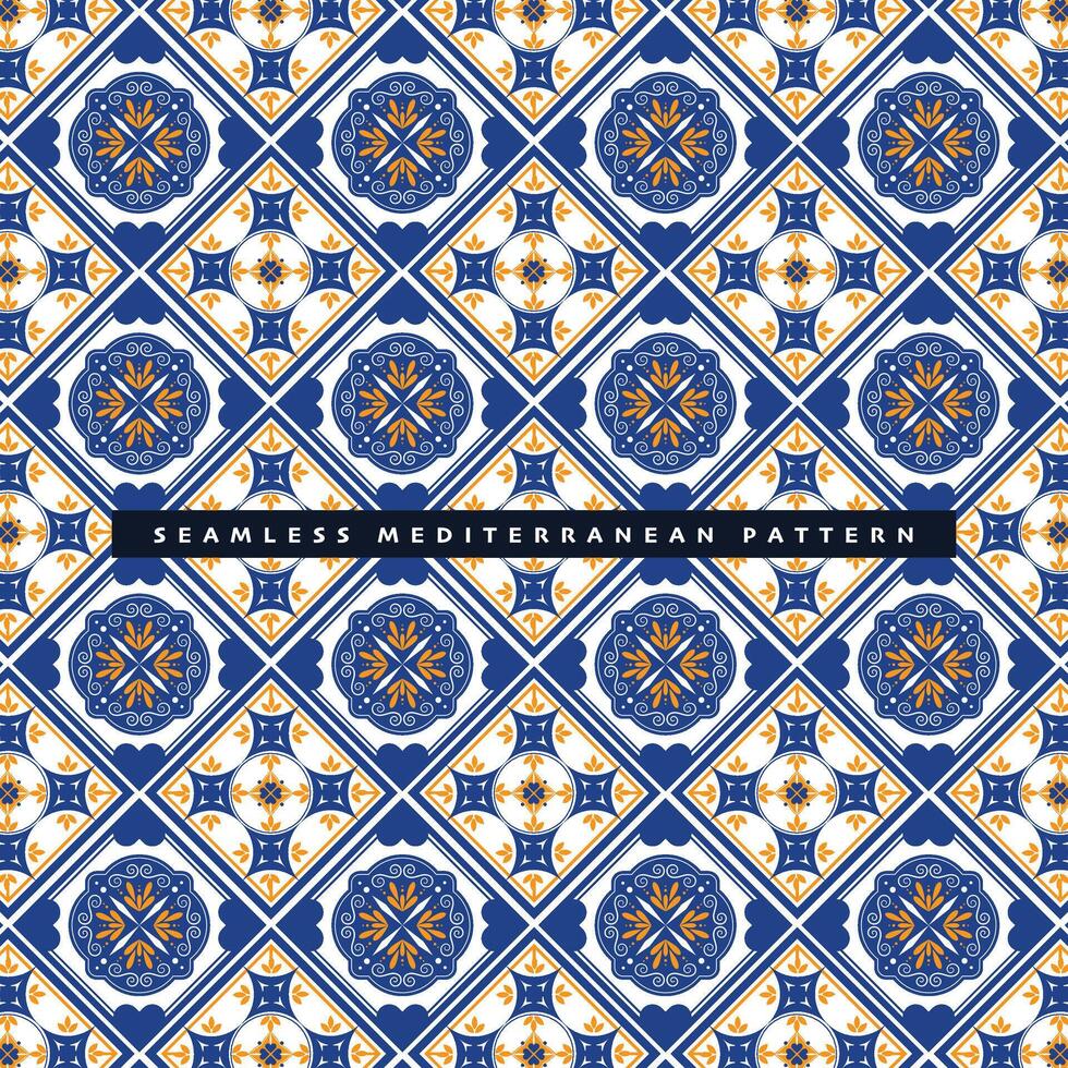 vintage seamless mediterranean tile pattern decorative background vector