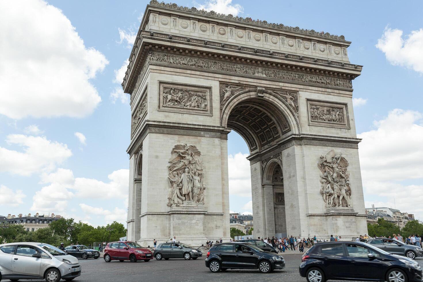 PARIS, France 02 June 2018 The Triumphal Arch de l Etoile arc de triomphe . The monument was designed by Jean Chalgrin in 1806 in Paris. photo