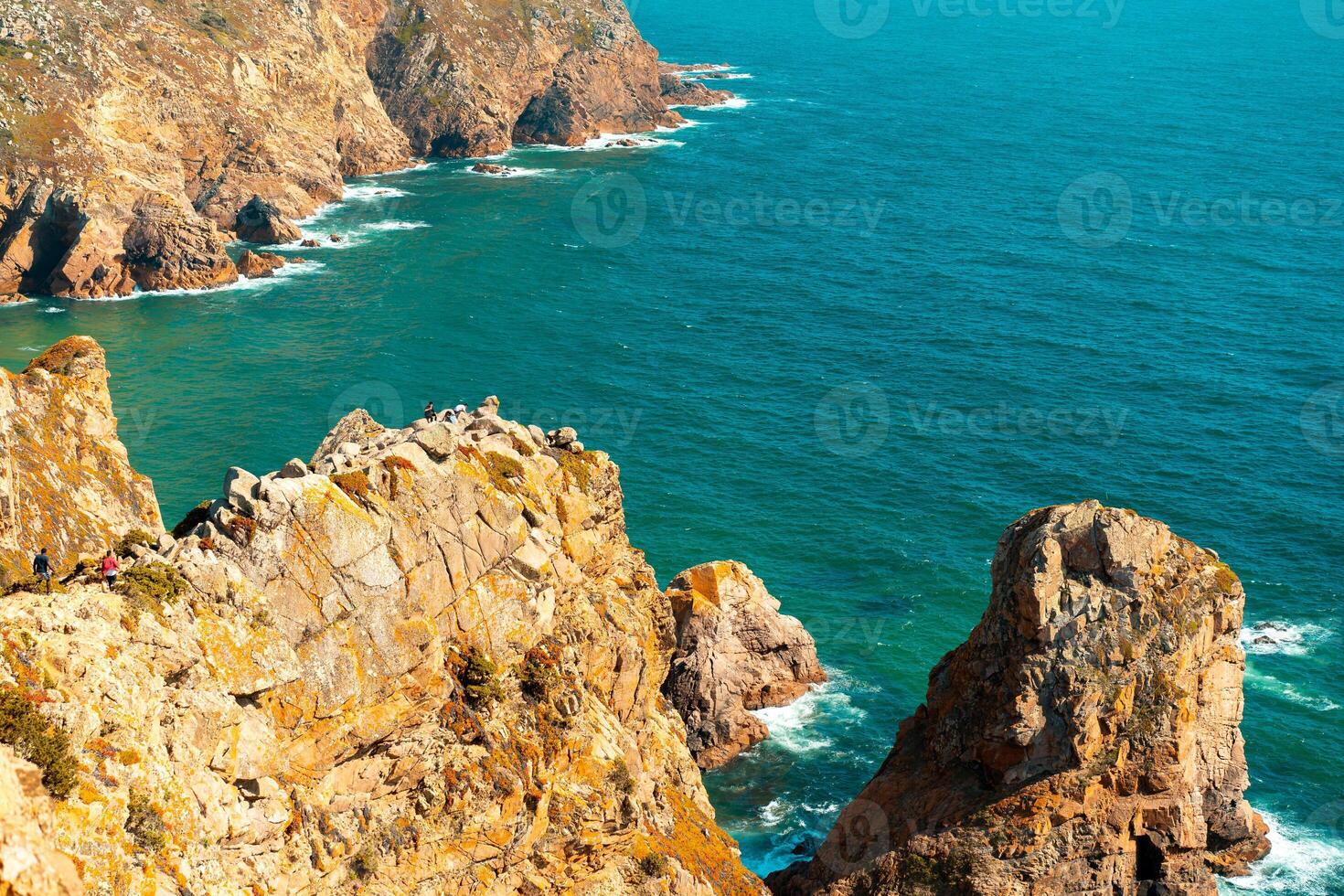 Atlantic ocean view with cliff. View of Atlantic Coast at Portugal, Cabo da Roca. Summer day photo